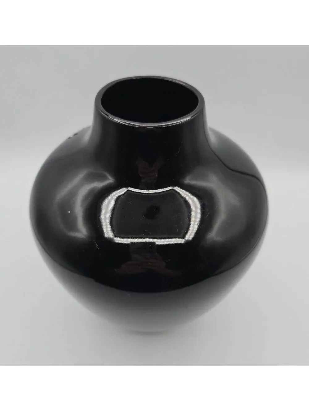 Vintage 1980s Mikasa Japan Black Ceramic Vase Modernist Postmodern 9.5